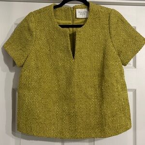 Hyacinth House Citron Tweed Maebe Blouse Size M